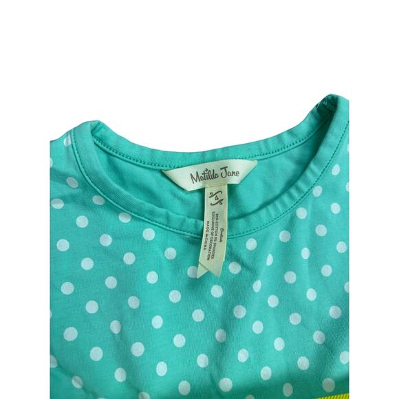 Matilda Jane Girls Size 4 Dress – Aqua Polka Dot Circus Animal Print Boho - Picture 4 of 5